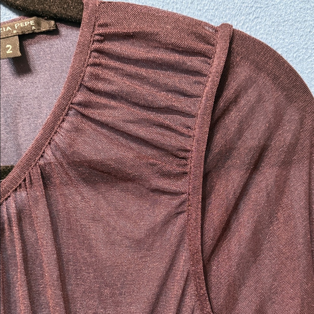 Long-Sleeve Purple See through Women's Top by Patrizia Pepe Italy Size 2 - Picture 5 of 16